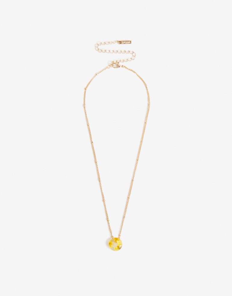Cadena Corta con Dije Resina Collar Dije Flor Resina - Dorado