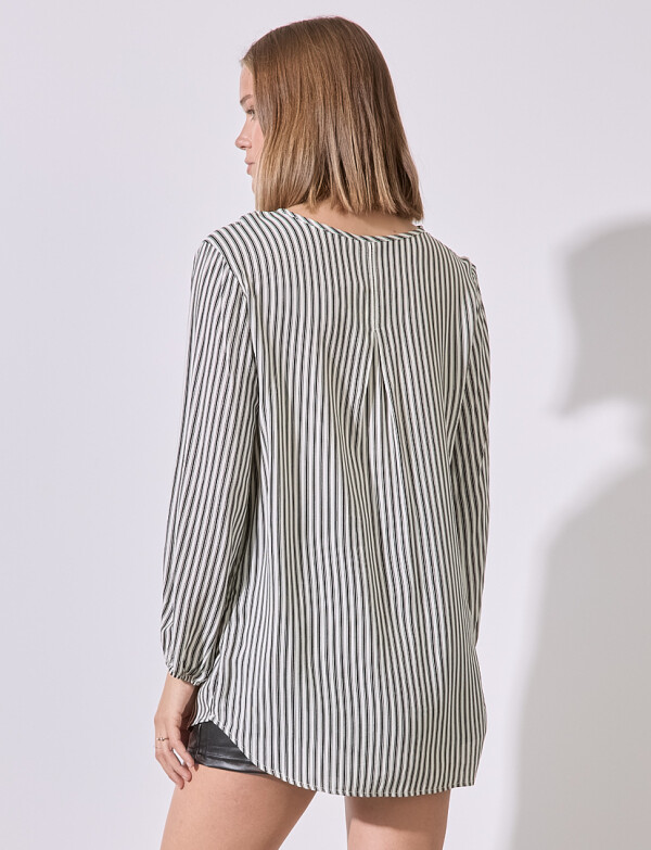 Blusa Botones Perlas NEGRO/BEIGE