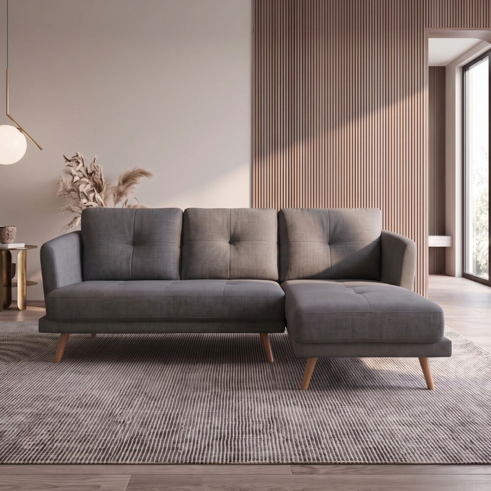Sofá Con Chaise Triunfo - 3 Cuerpos Gris Chaise Izquierdo