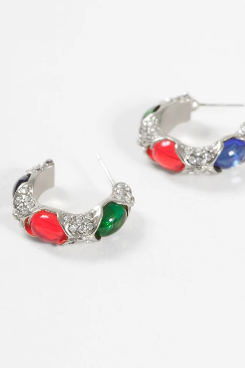 Aros con piedra plateado