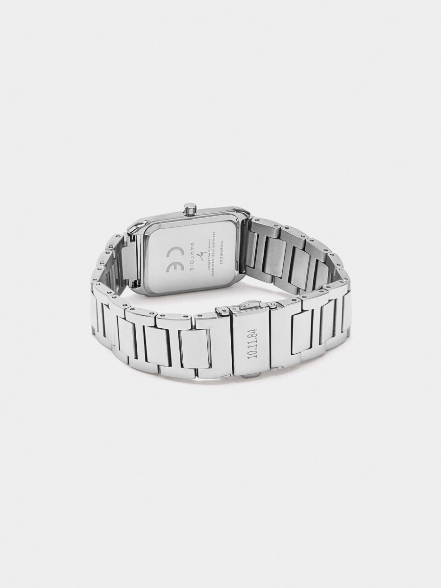 Reloj Rectangular Pulsera De Acero Inoxidable plateado