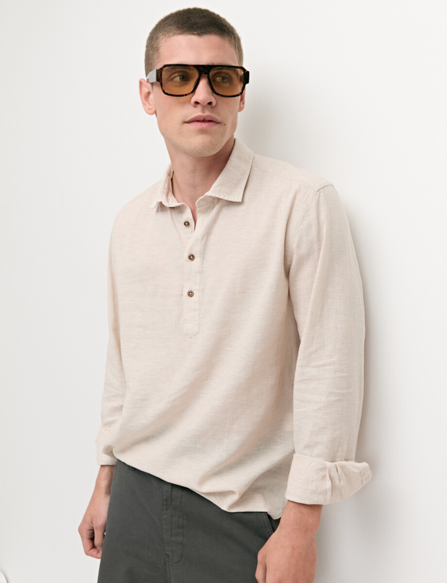 012766 CAMISA LINO WIN Beige