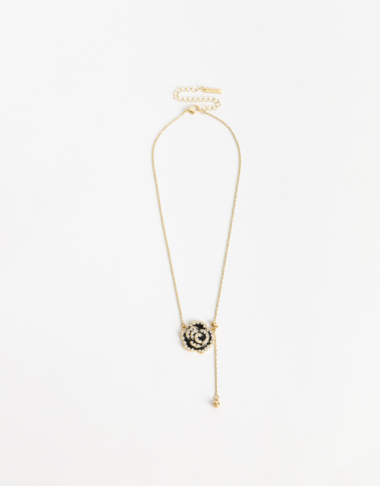 Collares Cortos Color Collar Corto Rosa Strass - Dorado