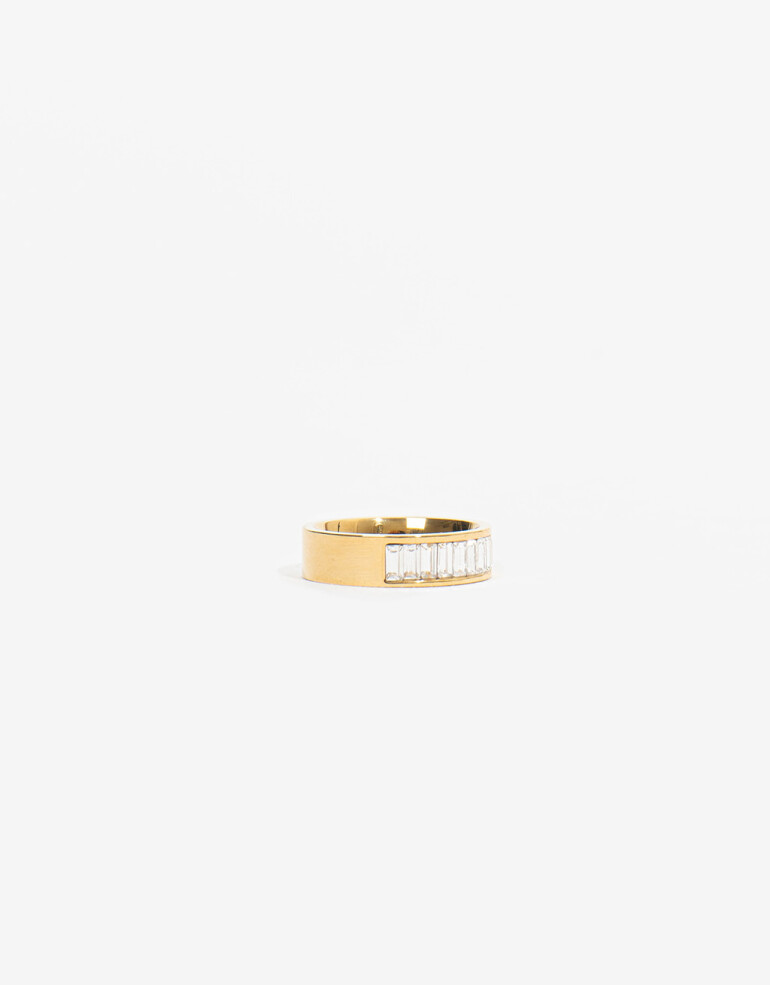 Anillos Chicos Strass Anillo De Acero - Dorado