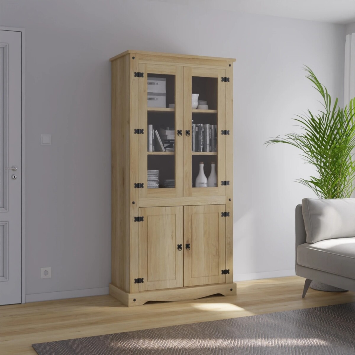 Cristalero Biblioteca Linea Mexicana - Natural 