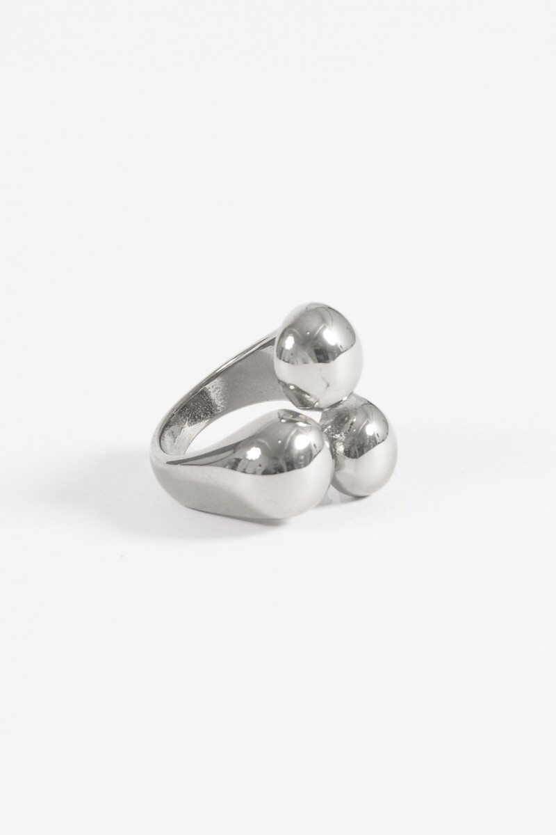 Anillo irregular ajustable acero plateado