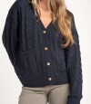 Cardigan Texturado Lana Azul Oscuro