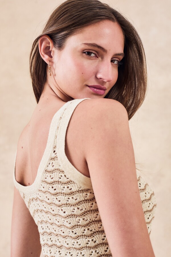 Top Metalizado Textura Camel
