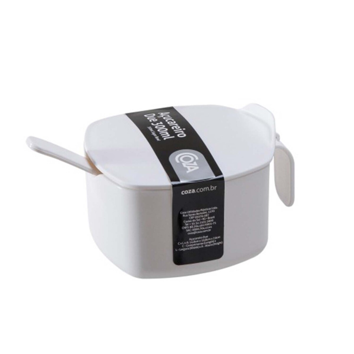 Azucarero Doble 300 Ml Tapa y Cuchara Especias Queso Rallado - Blanco 