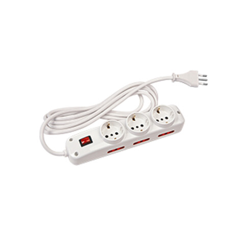 Alargue 3L con 3 schuko + 6 x 3L c/ int. 3m blanco E18258