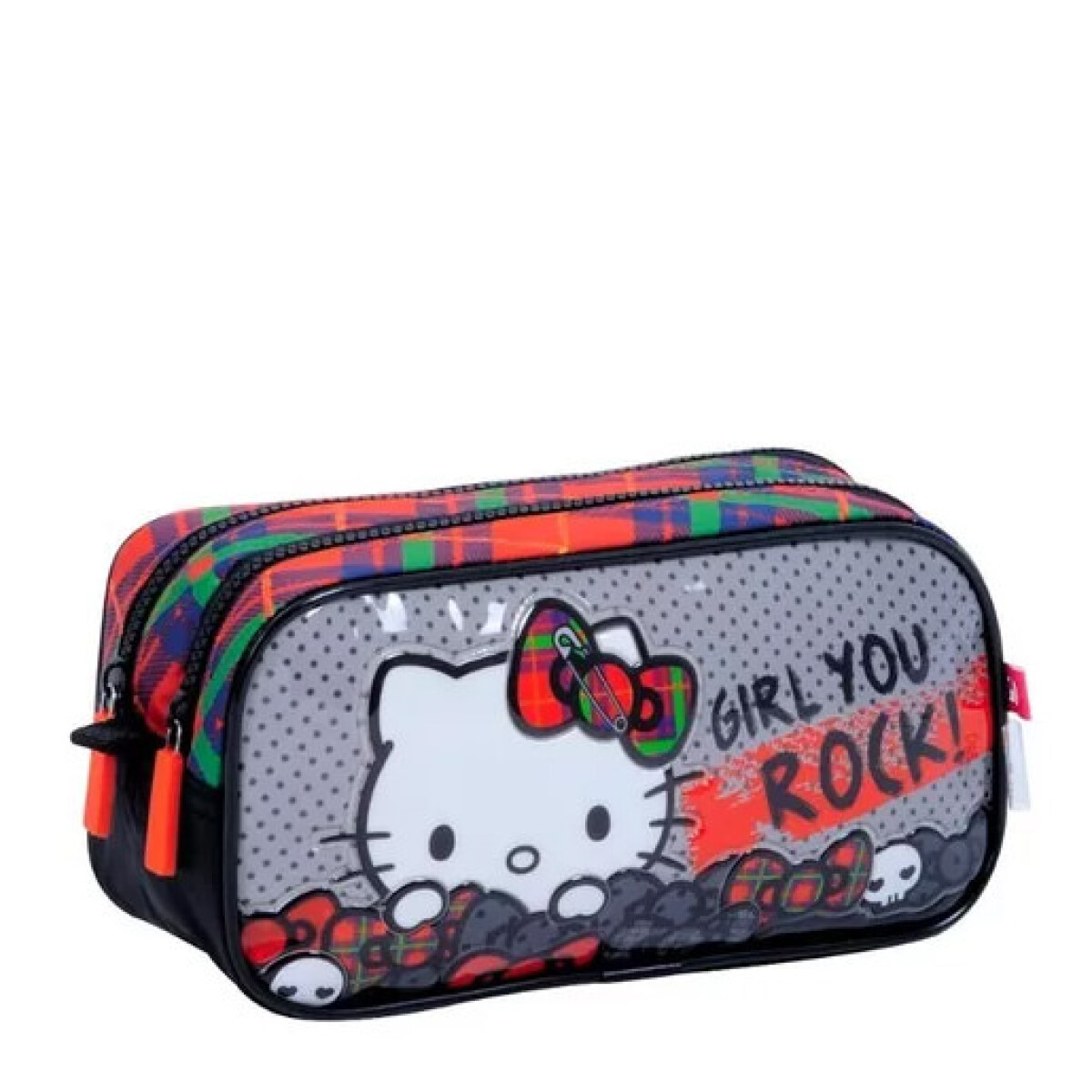 Cartuchera Hello Kitty Rock - Negro - Gris - Rojo 