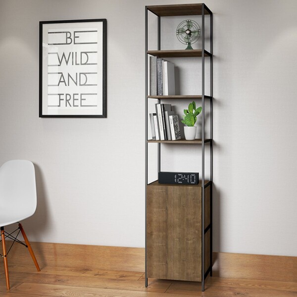 Biblioteca Metro 1 Puerta 4 Estantes Mdp Modular Blm1p806mn BIBLIOTECA METRO 1 PUERTA