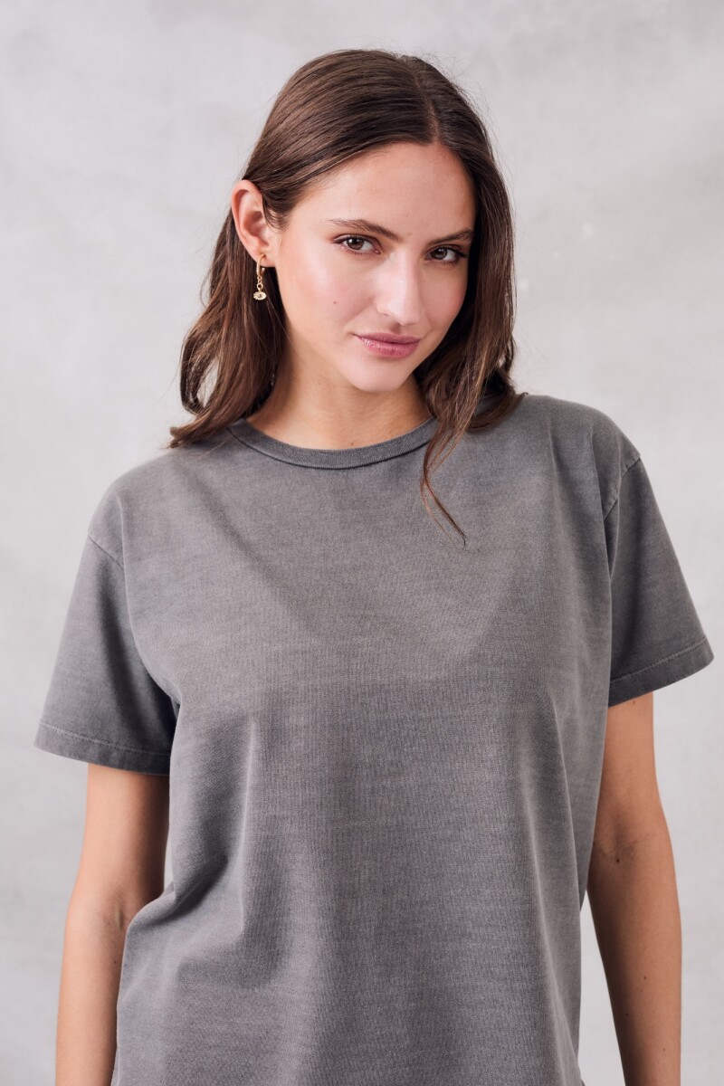 Remeron Oversize Algodon Lavado Gris Oscuro