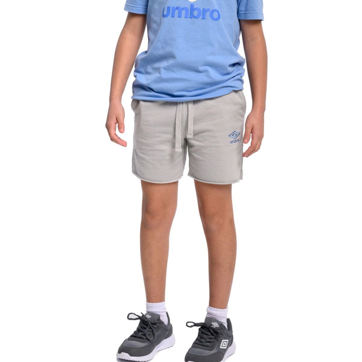 Short Infantil Umbro Raw Edge - Gris - Celeste 