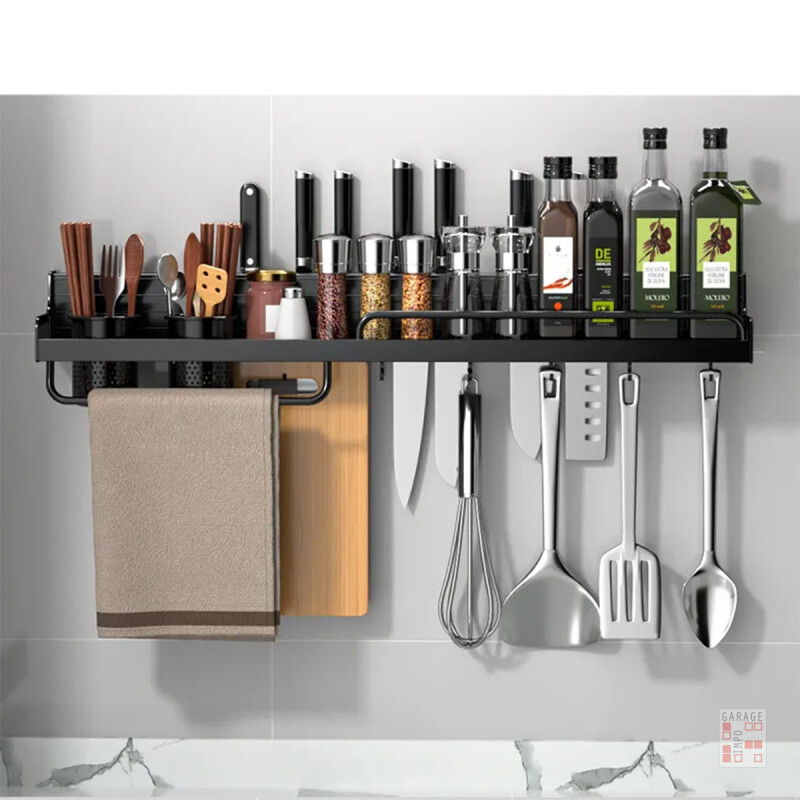 Estante organizador de cocina en metal NEGRO