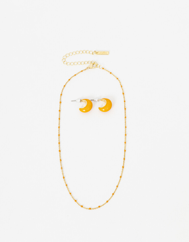Bijouterie Set Sets temáticos Set De Argollas Y Collar Esmaltados - Dorado