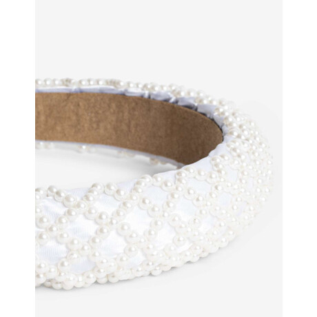 Vincha Puffy Con Perlas Blanco nacarado/perlado