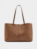 Bolso Shopper Grabado Animal Con Bolsa camel