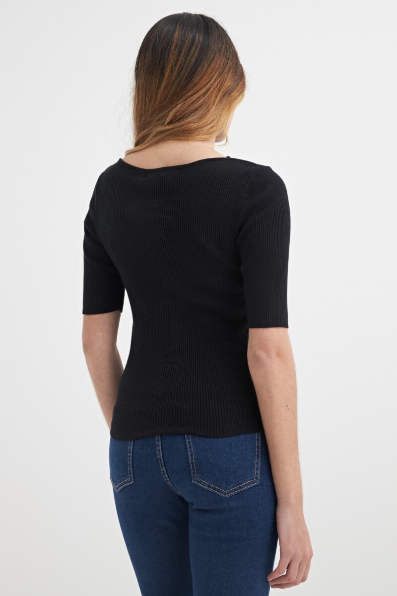 Sweater cuello bote NEGRO