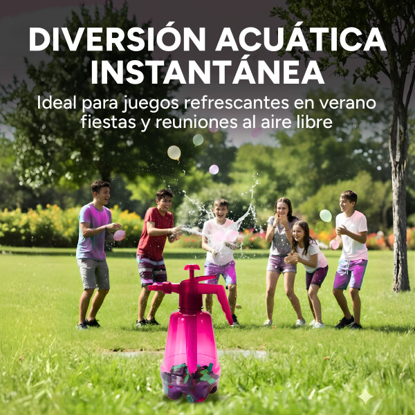 Bombitas De Agua 300 Unidades + Botella De Recarga Color Rosa