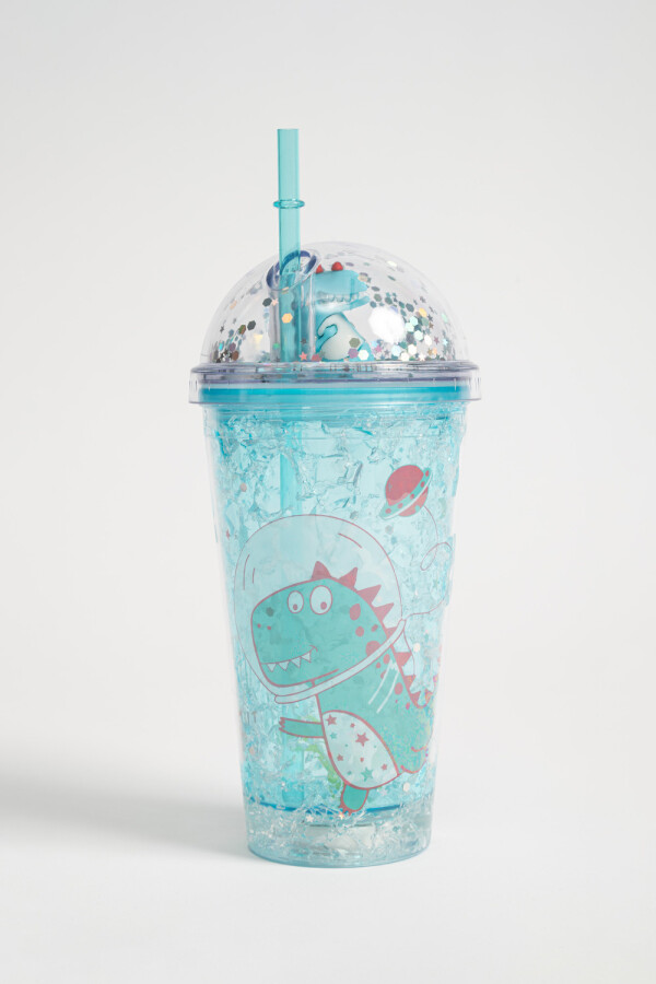 Vaso con luces 450 ml Dinosaurio