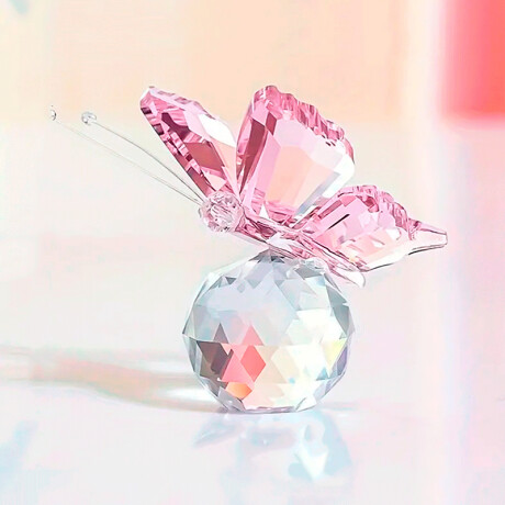 Adorno Mariposa De Cristal Rosa
