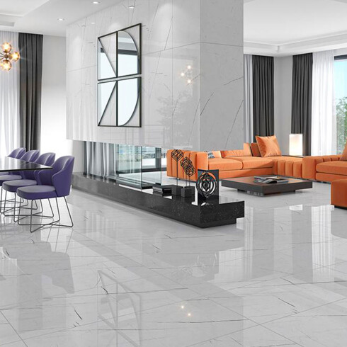 Semi gres blanco marmolado pulido 54x109Cm piso pared GAMAS DE BLANCO
