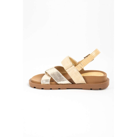 Sandalias Track Camel Dorado Cuero Nácar