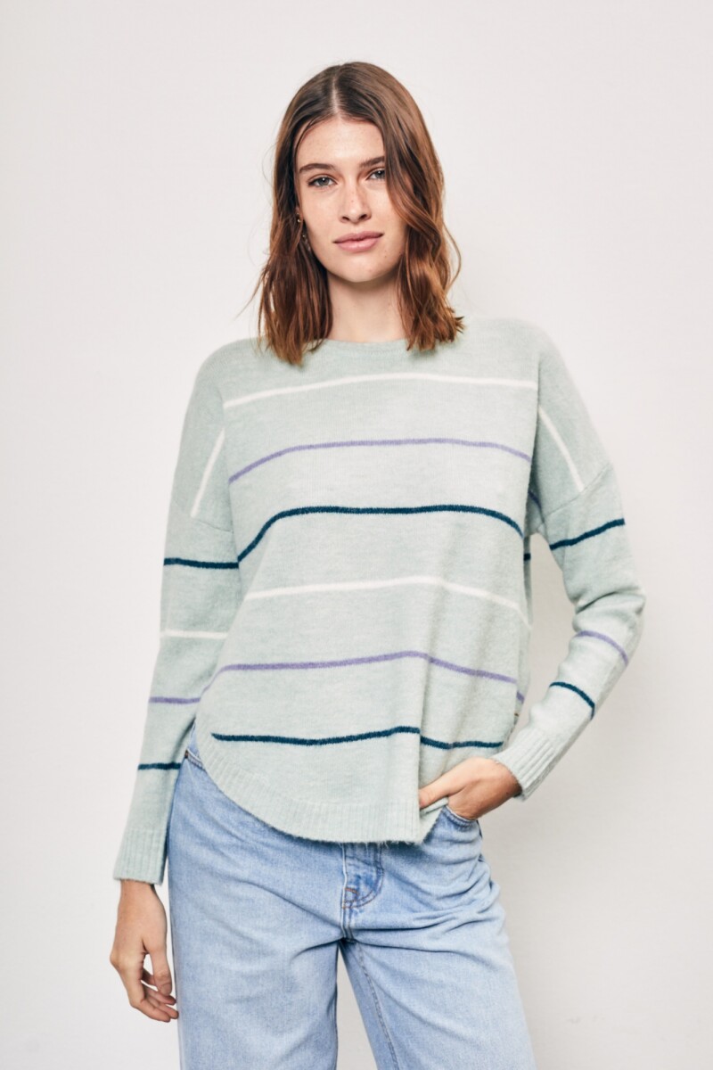 Sweater Rayado - Menta 