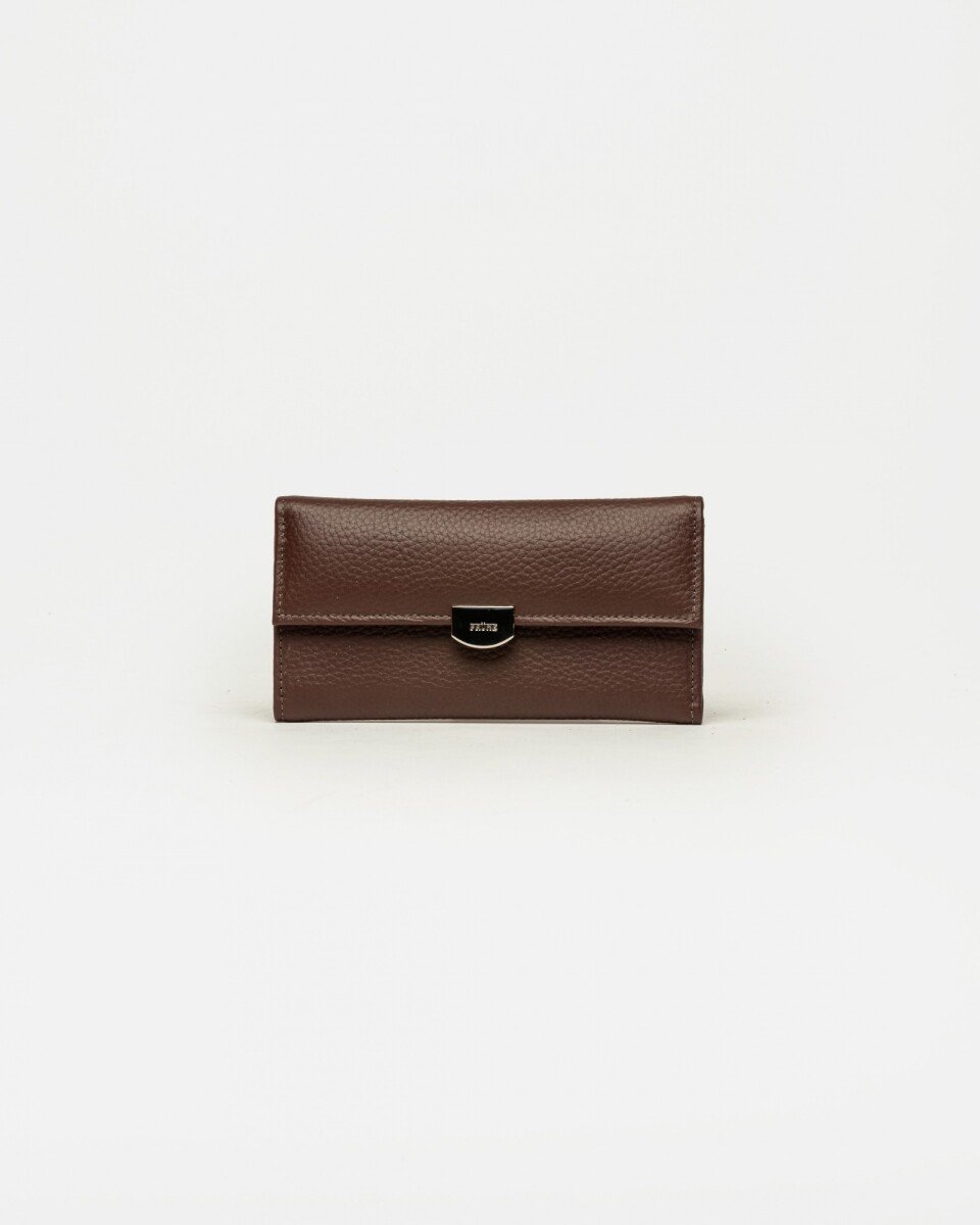 Billetera Marga en cuero graneado - Marron 