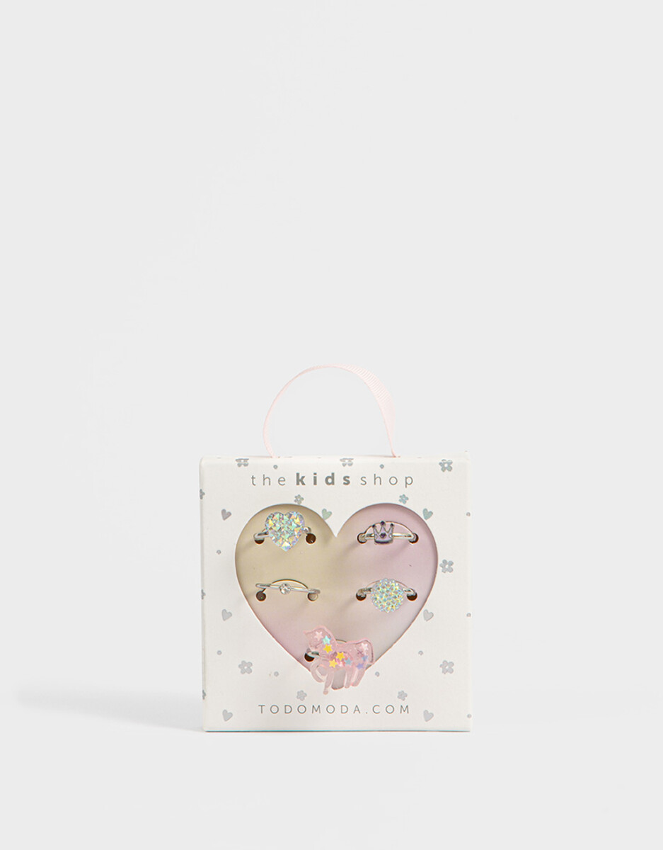 Set De Anillos Infantiles Unicornio 