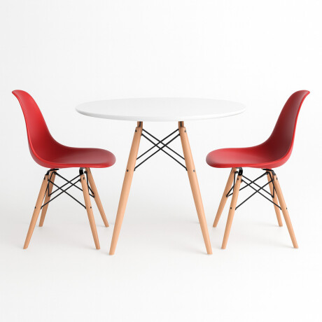 Juego de comedor Con Mesa Circular de 120cm + 2 Sillas Eames Blanco