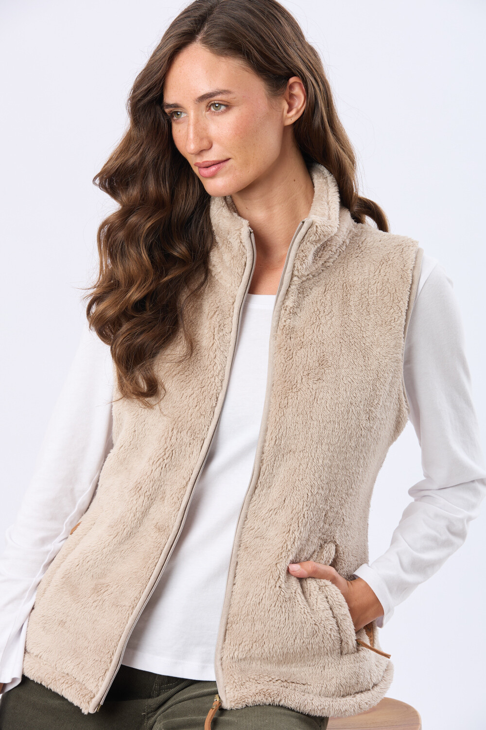 CHALECO SHERPA SUAVE Beige
