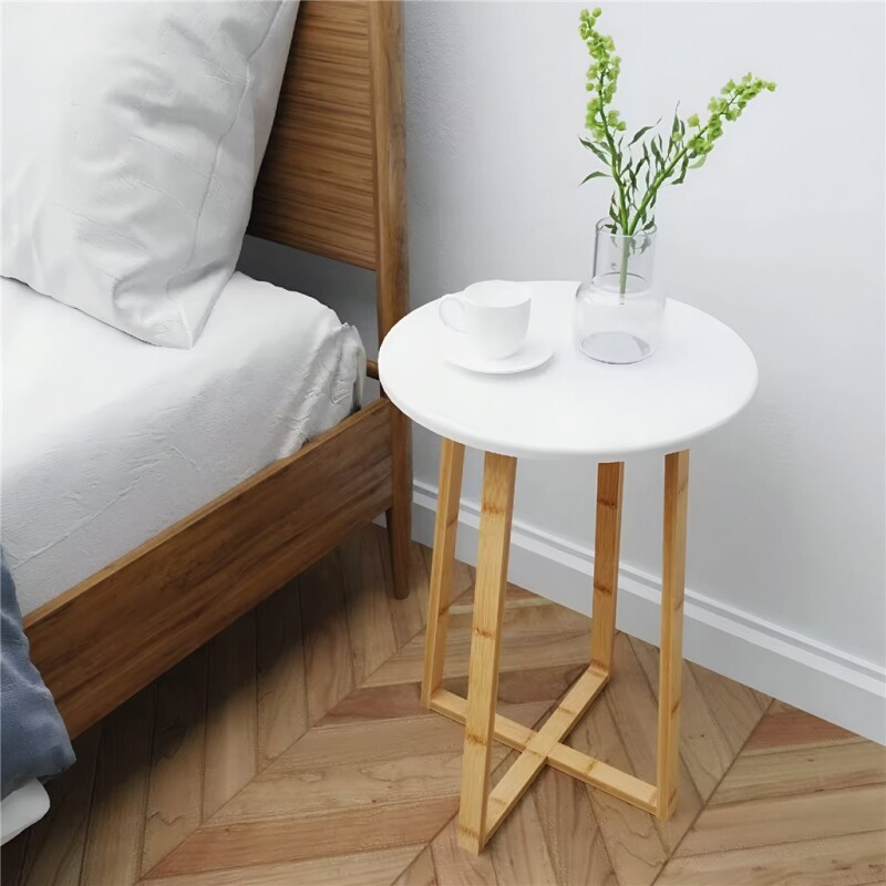 MESA REDONDA 40X40X60 CM BAMBOO CON BLANCO MESA REDONDA 40X40X60 CM BAMBOO CON BLANCO