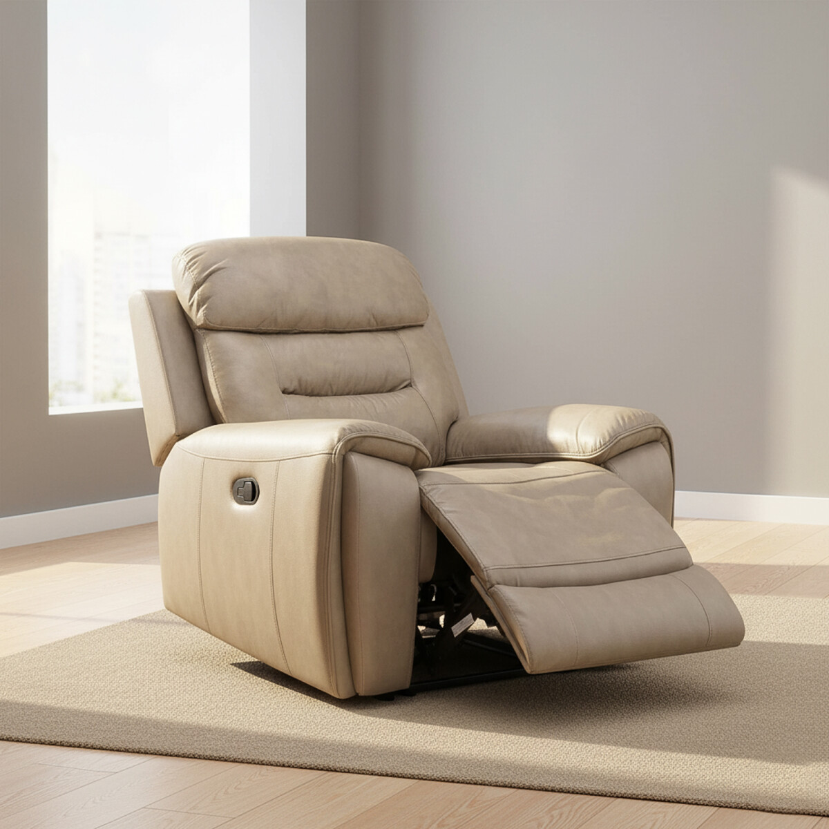 POLTRONA RECLINABLE - CUERO MEMPHIS BEIGE 