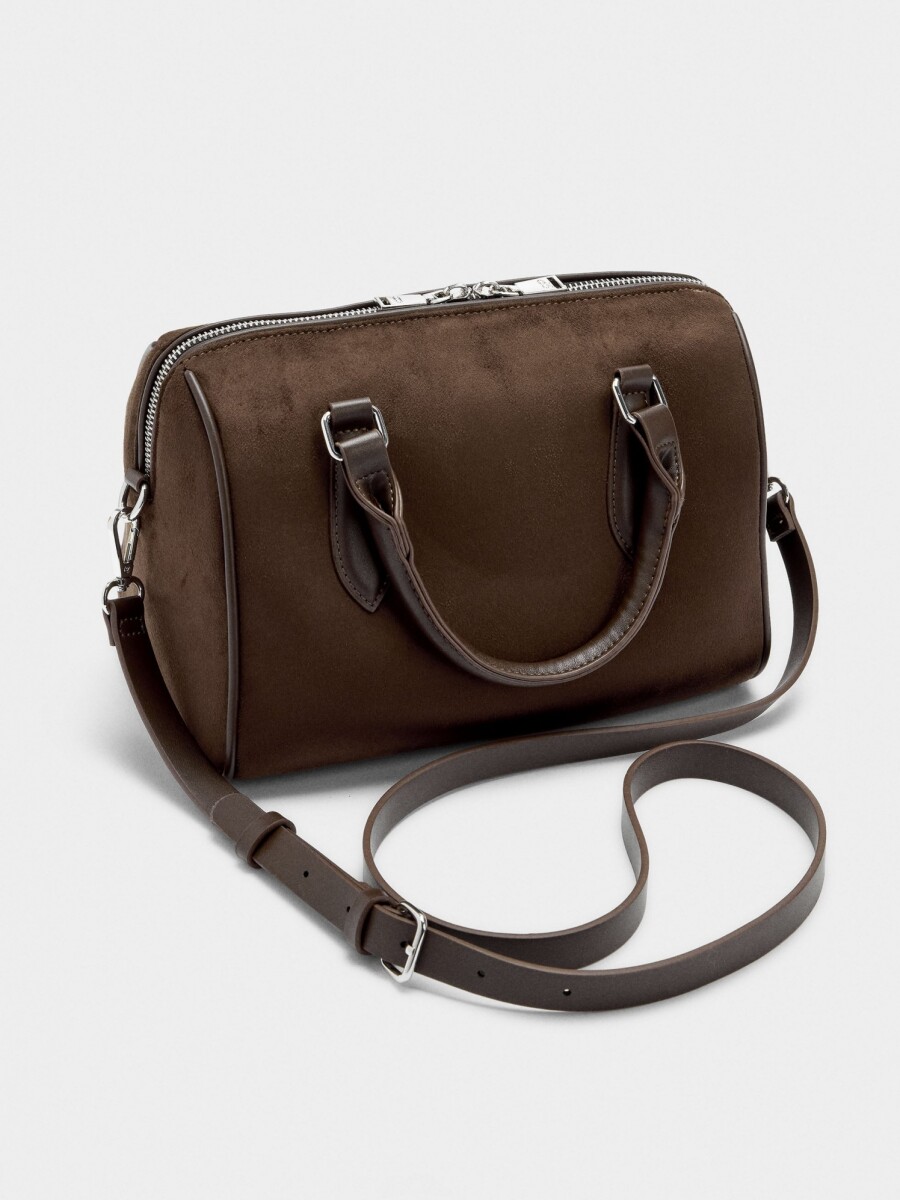 Bolso Tote Con Efecto Piel S marron