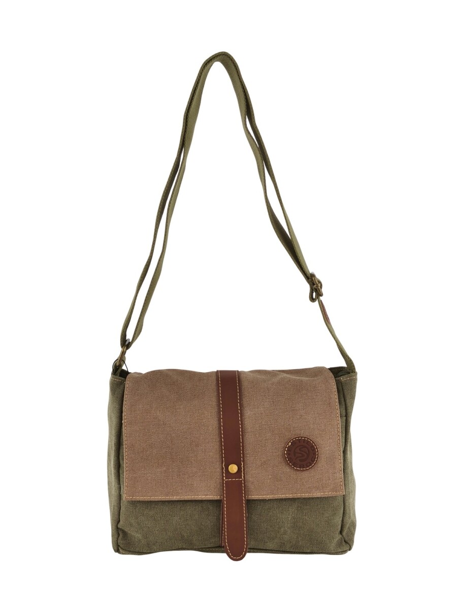 Morral de lona - Verde con Marrón 