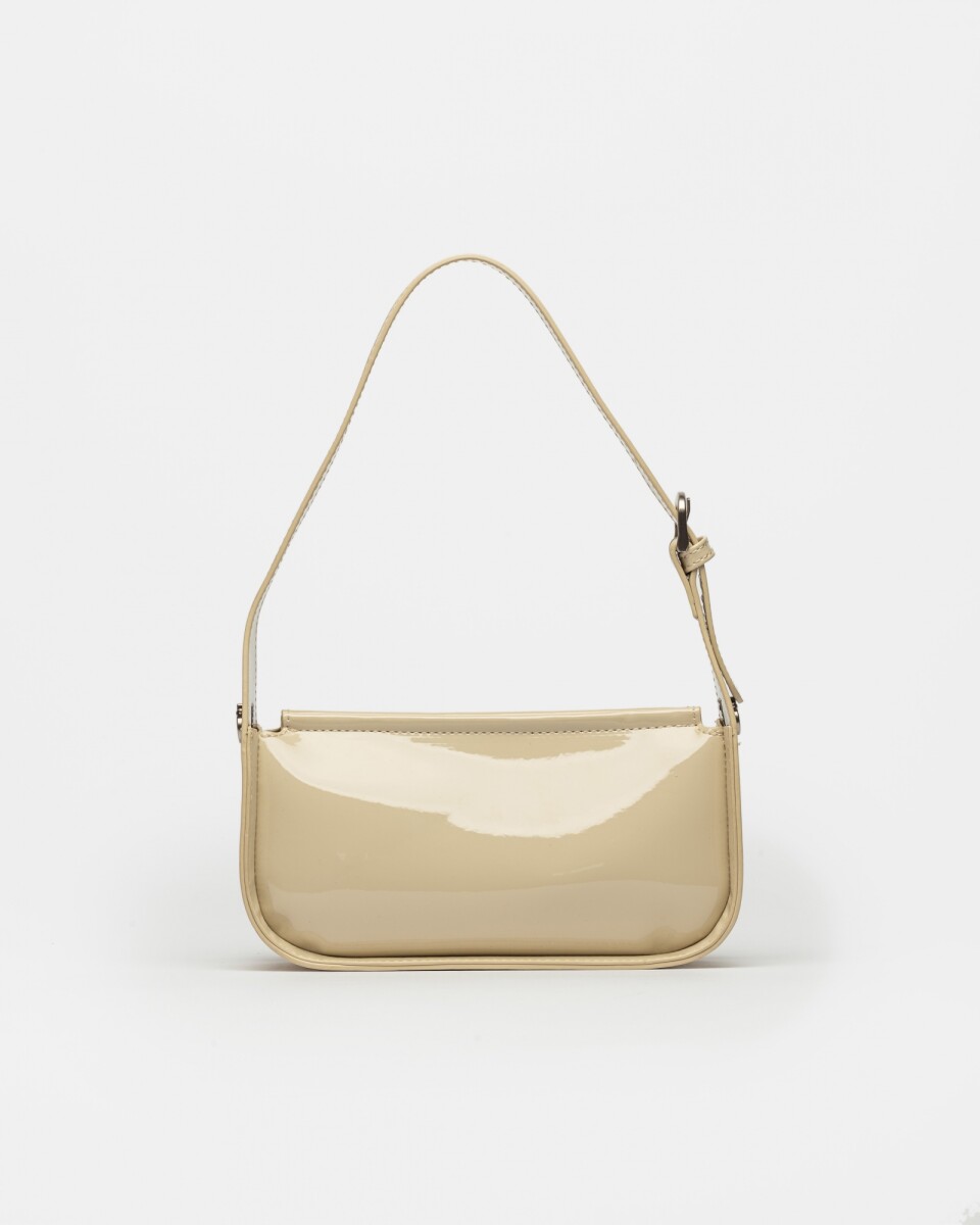 Cartera Al Hombro Leaf en Efecto Cuero Charol - Natural 