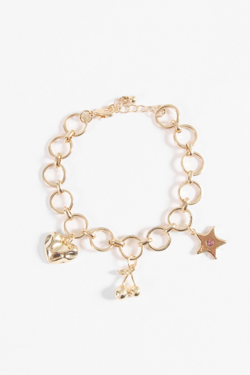 Pulsera eslabón dijes dorado