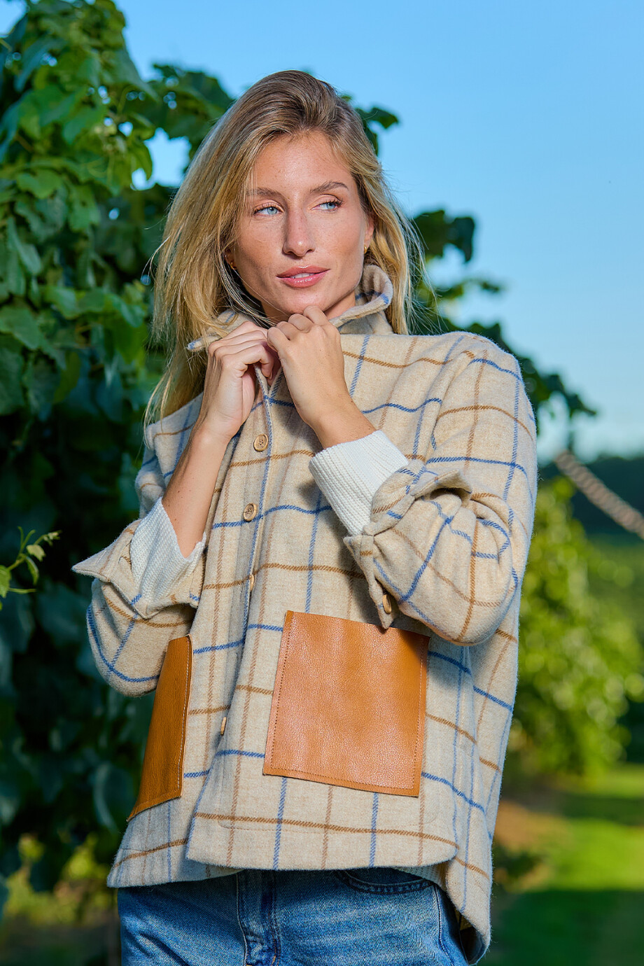 Sobrecamisa Rocío Cuadros Beige