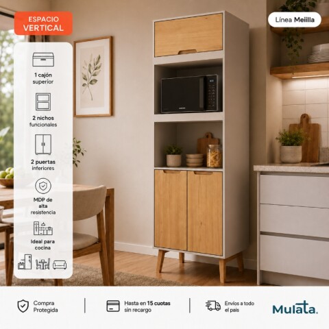 Mueble Alacena Multiusos de Cocina Bajo Mesada con Módulos para Microondas en MDP - Madera - Línea Melilla - Cinza Mueble Alacena Multiusos de Cocina Bajo Mesada con Módulos para Microondas en MDP - Madera - Línea Melilla - Cinza