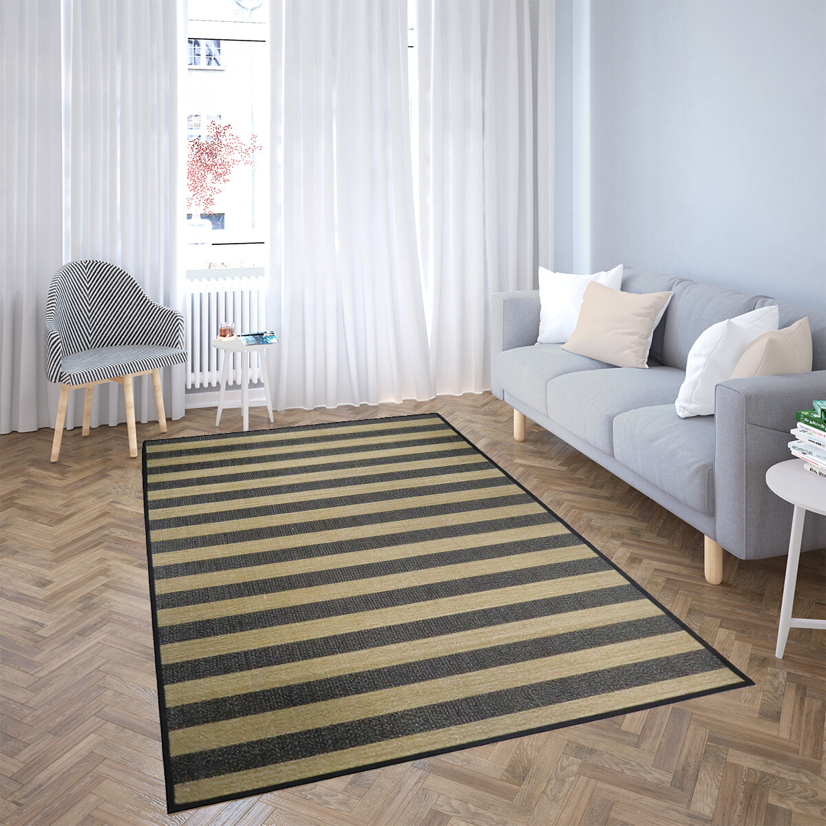 Alfombra de Bambú Home Class 60cm x 120cm - BEIGE/CHOCOLATE 