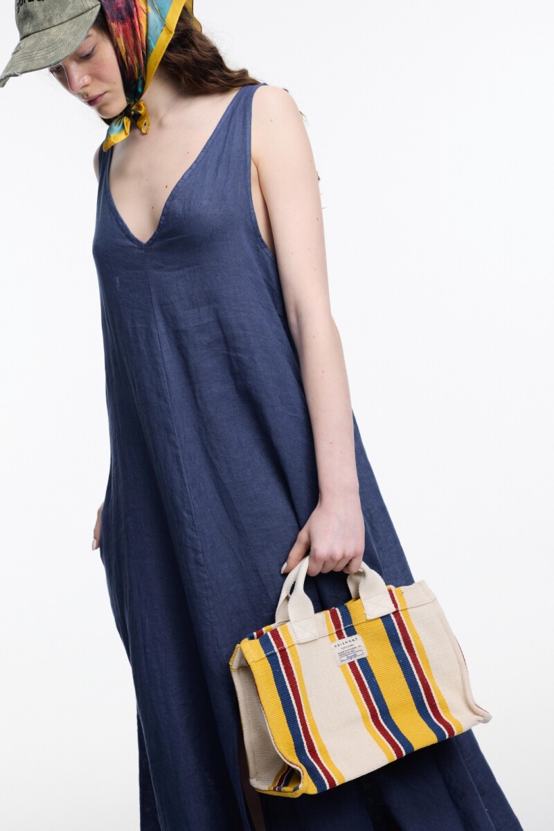 VESTIDO ESCOTE V Azul