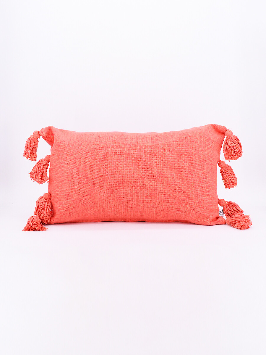 FUNDA DE ALMOHADON BORLAS - CORAL 