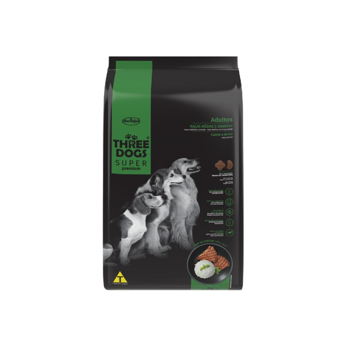 THREE DOGS SUPER PREMIUM ADULTO MED Y GDE 3 KG - Unica 