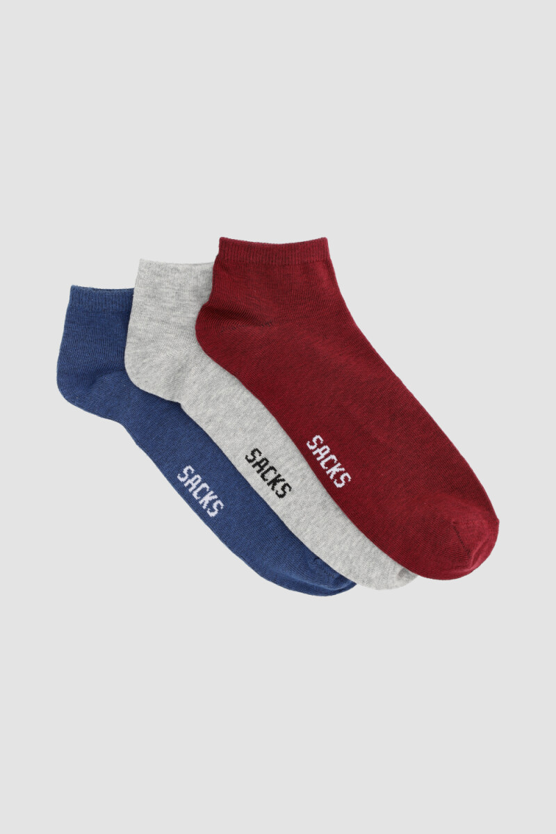 Pack x 3 medias cortas de algodón lisas Variante 41