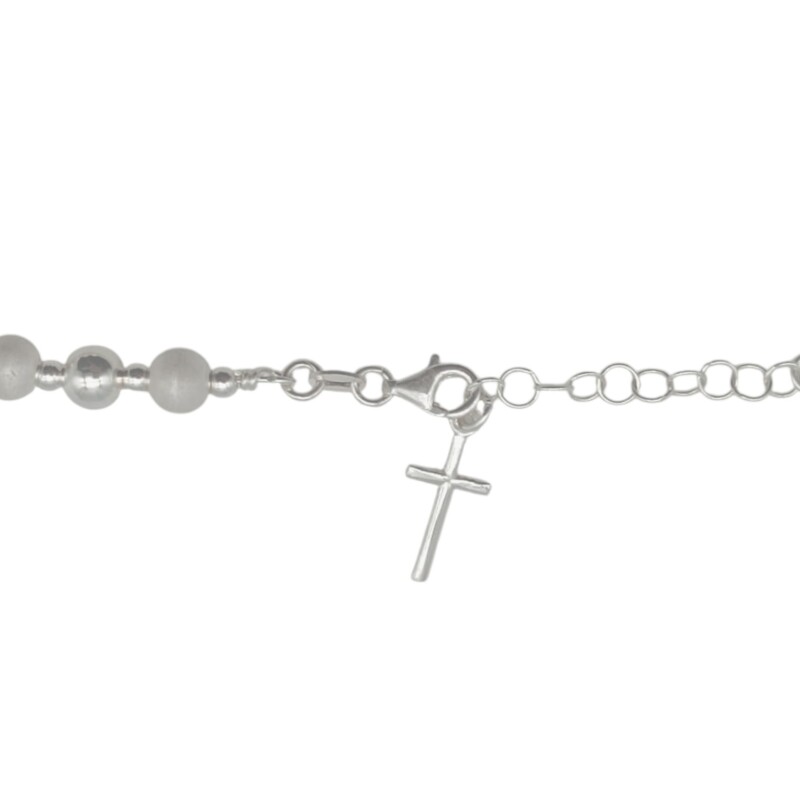 Pulsera bolitas - Dijes - Cruz / Virgen milagrosa - Plata 925 - Sin piedra - PU3838 sinpiedra