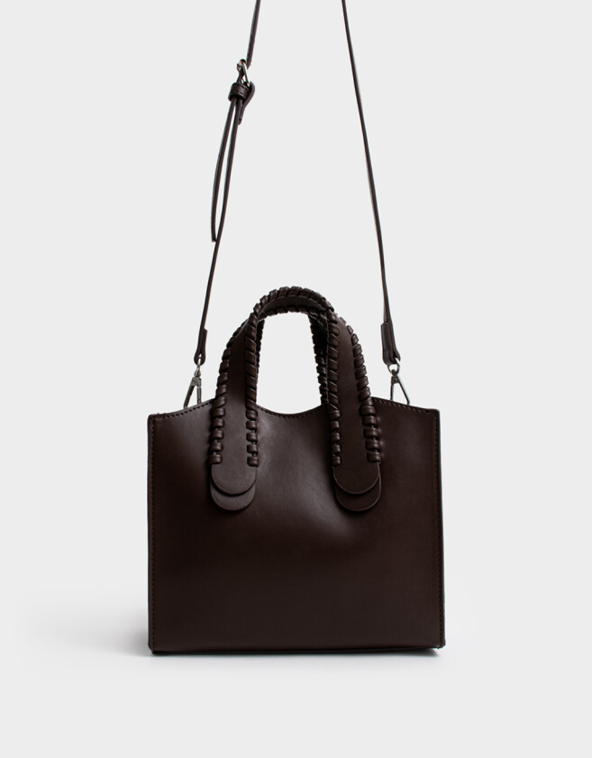 City Cartera City Trenzada - Marron Oscuro