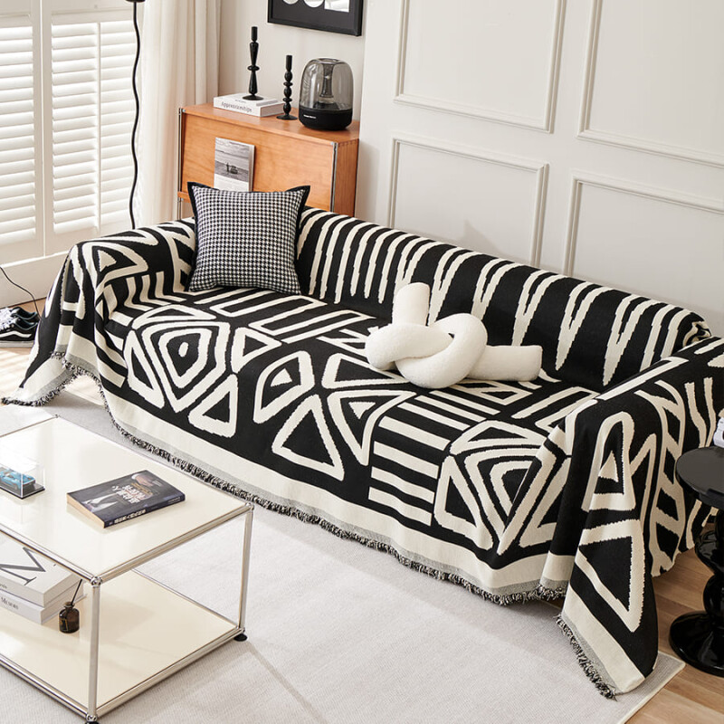 Manta sillon y cama triángulos 180x230cm negro
