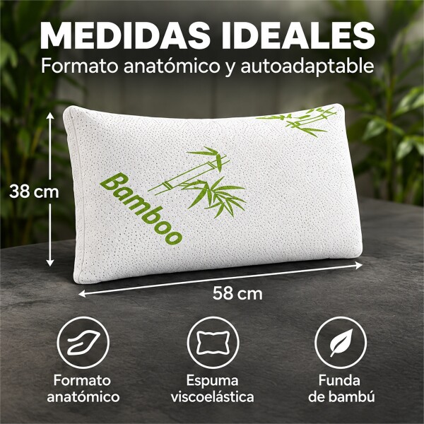 Almohada Viscoelástica con Funda de Bambú y Bolso de Transporte Blanco 1